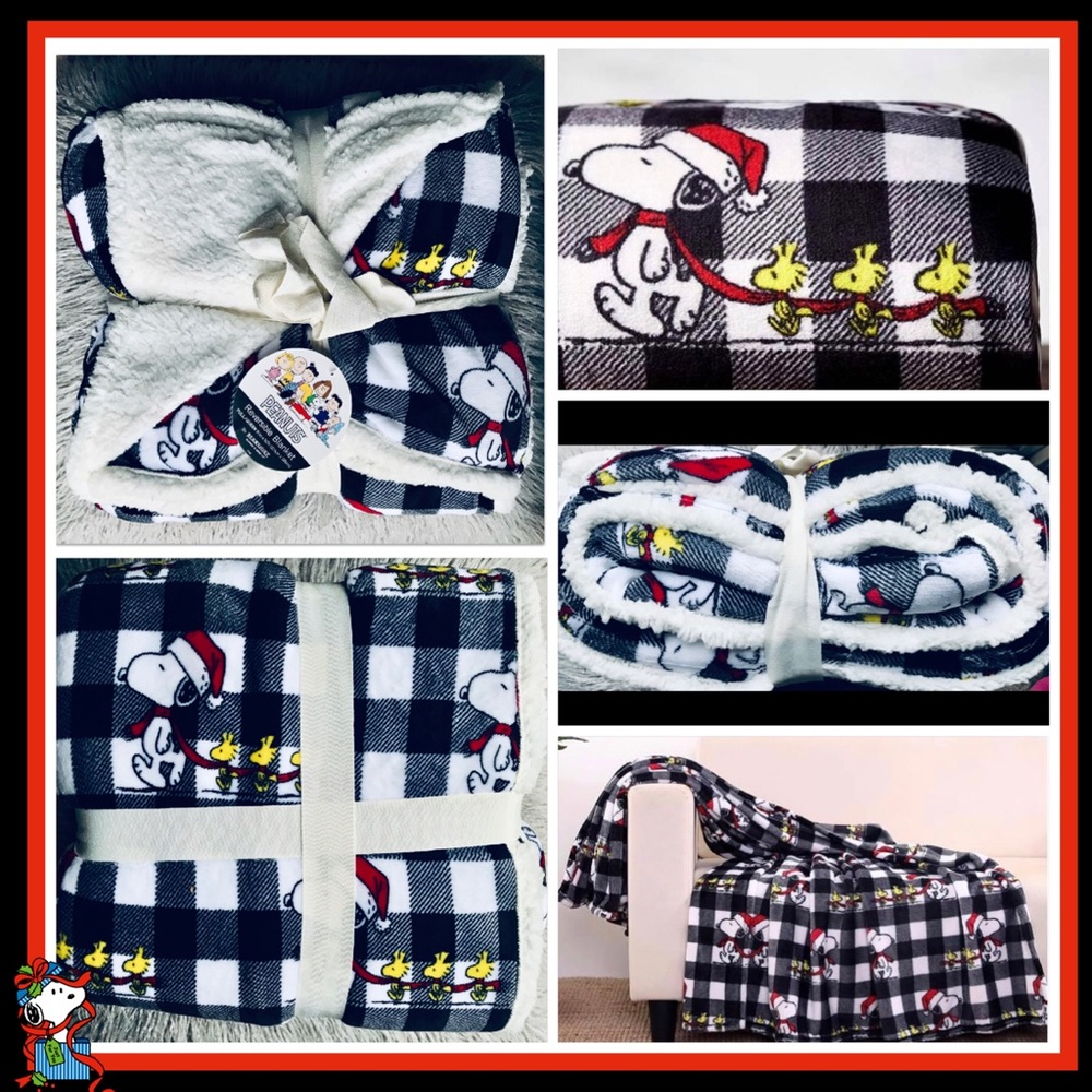 Berkshire Snoopy Plaid Christmas Sherpa Blanket - Picture 15 of 15